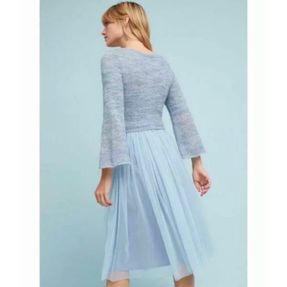 Anthropologie-Maeve Layered Arabesque Blue Tulle Dress